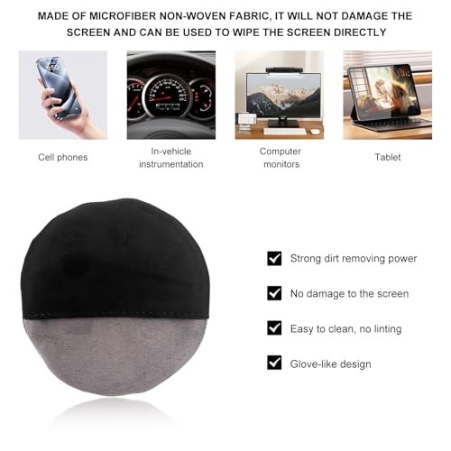 Car Screen Cleaner, Soft Microfiber Cloth Touch Screen Wipe Cleaning Round