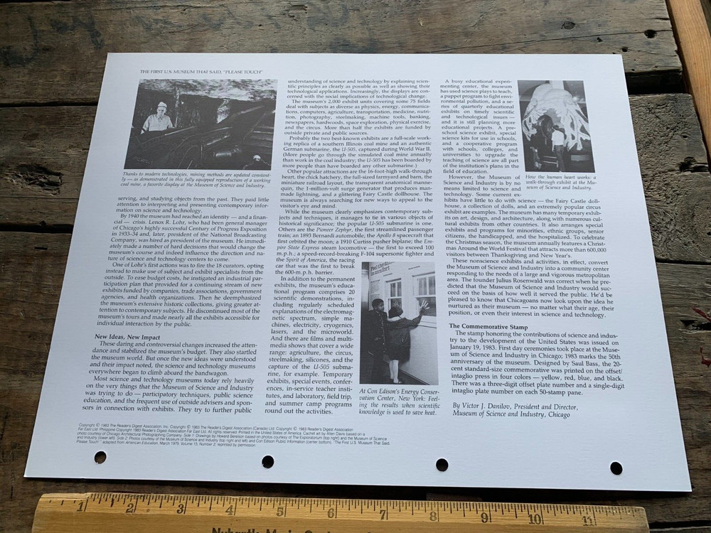 Science & Technology to Touch 1983 First Day Issue Stamp Commemorative Display