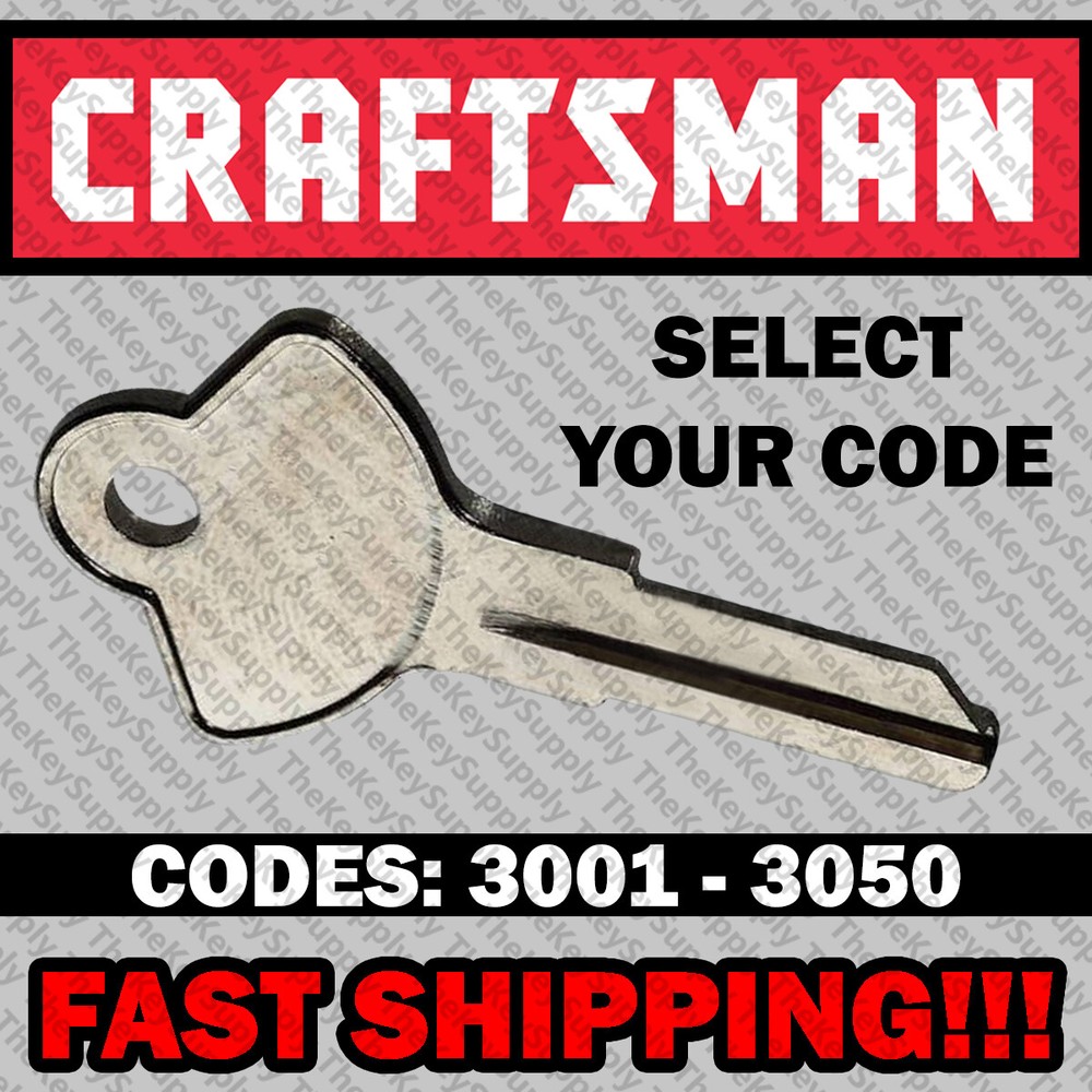 Craftsman Tool Box Replacement Key Cut to Code 3001 - 3050