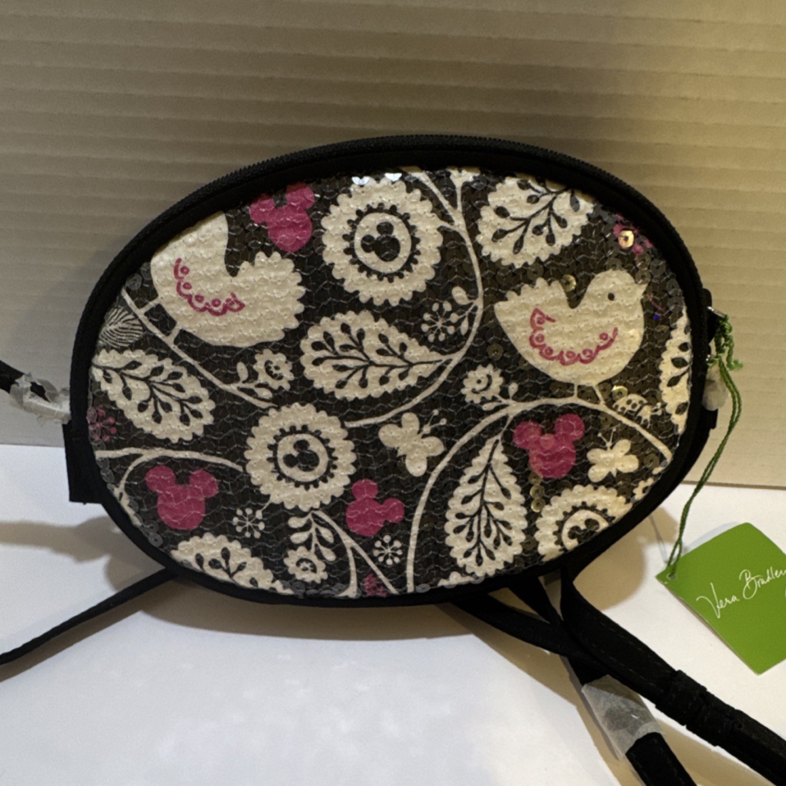 Vera Bradley Disney Mickey Mouse Small Crossbody Bag Black White Pink RARE