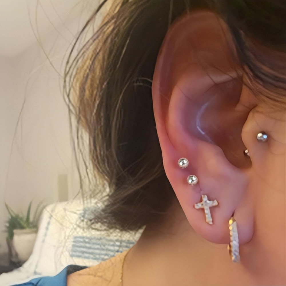 Ear Piercing Kit Disposable Ear Piercing Kit with Multi-Sized CZ Earring Studs E