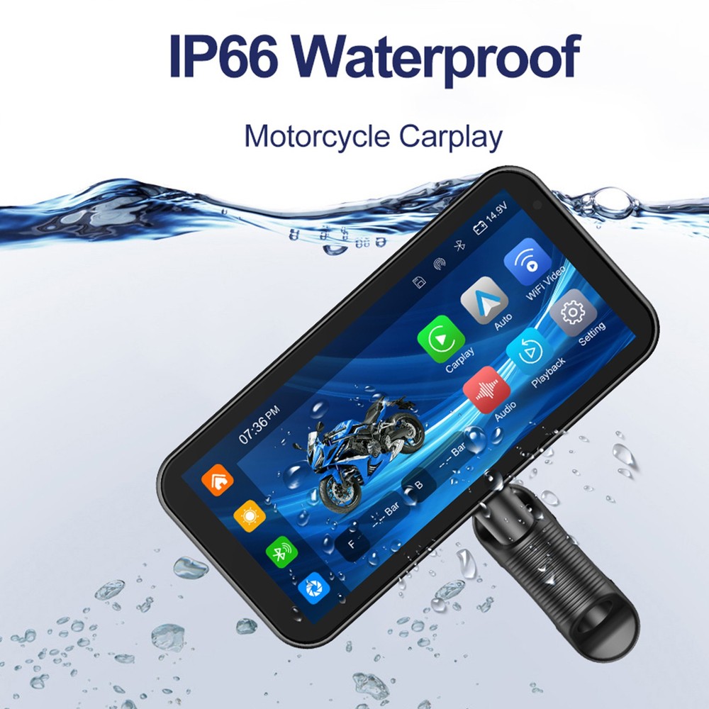 6.25" Motorcycle GPS Navigation Touch Screen Wireless CarPlay Android Auto Siri