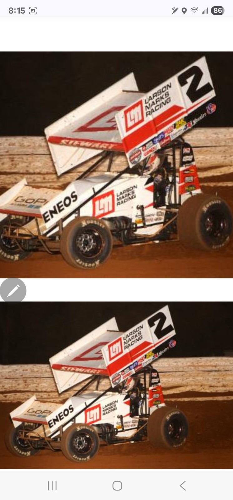 Signed Shane Stewart #2 Larson Marks Racing WoO Race Used Sprint Car Panel