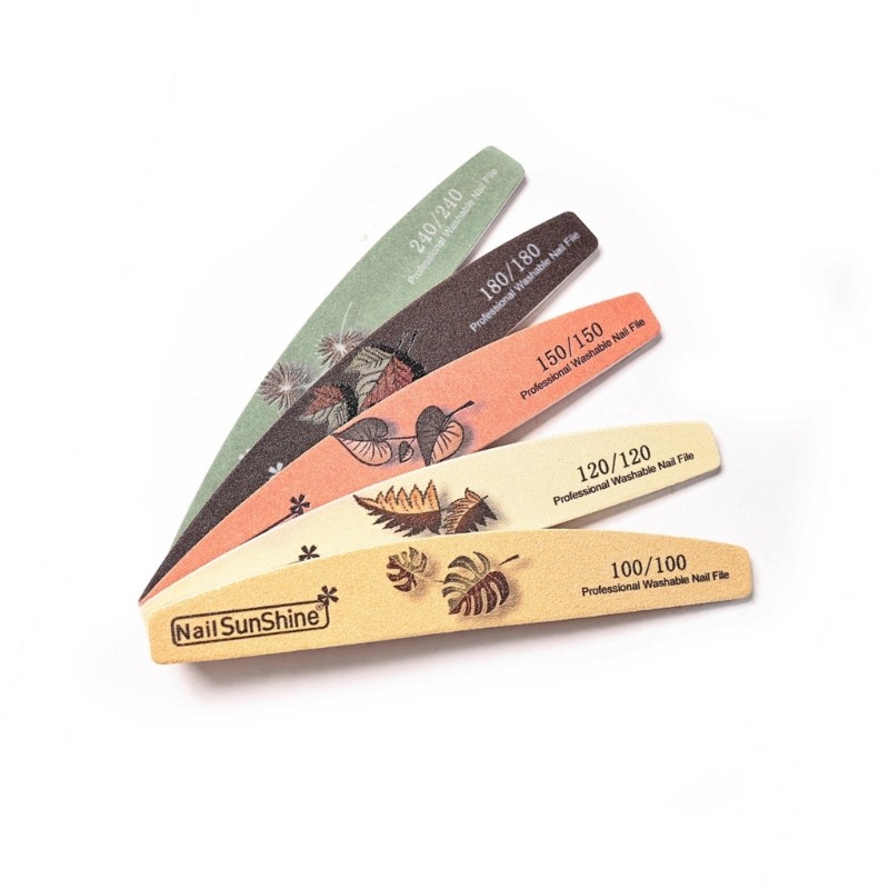 5PCS Nail Emery Boards with Double Side Grit Curved Sanding Tools Precise