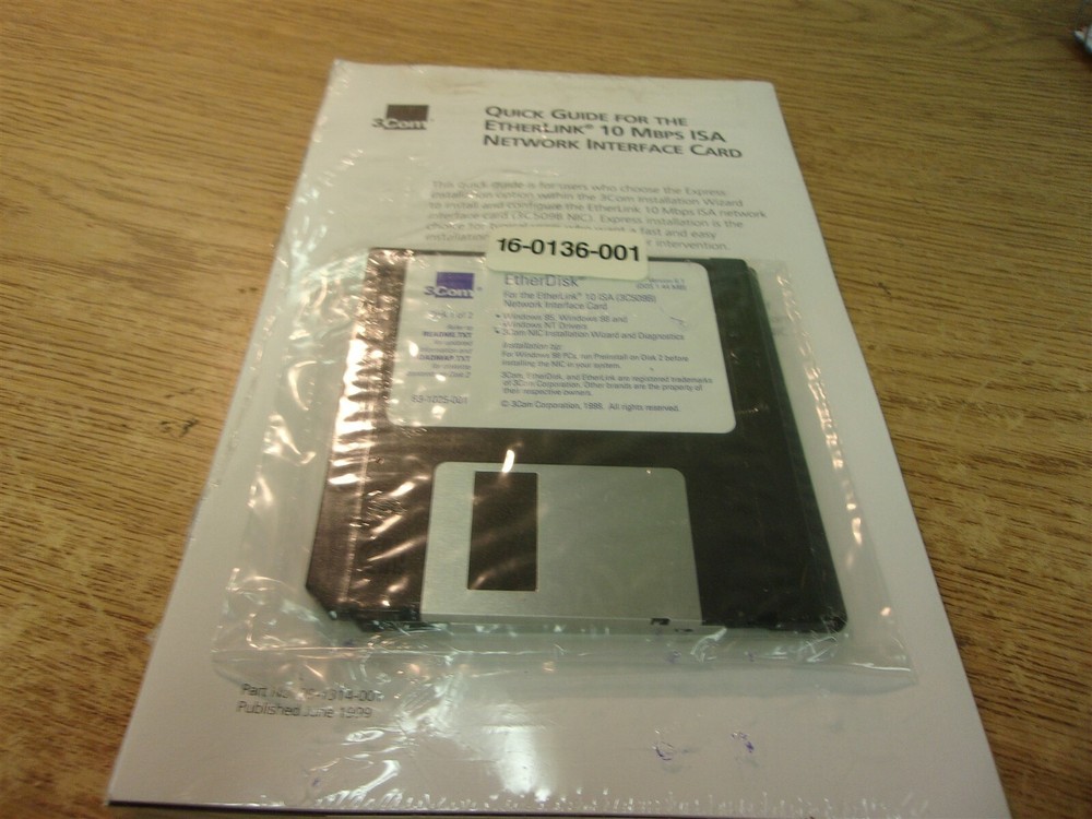 3Com 09-1314-001 Quick Guide for the Etherlink 10MBPS1SA Network Interface Card