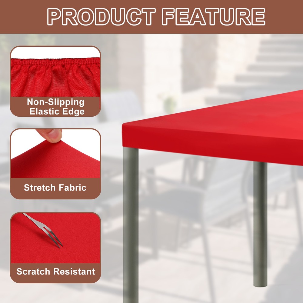Fitted Tablecloth Fit 4ft Rectangle Table, Table Cover (48"x23", Red)