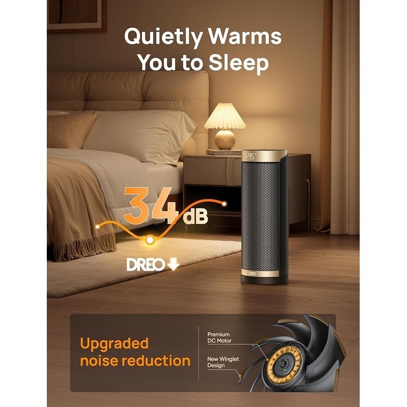 1500W Ceramic Tower Heater W/ Oscillation Timer Remote Control Energy Efficient
