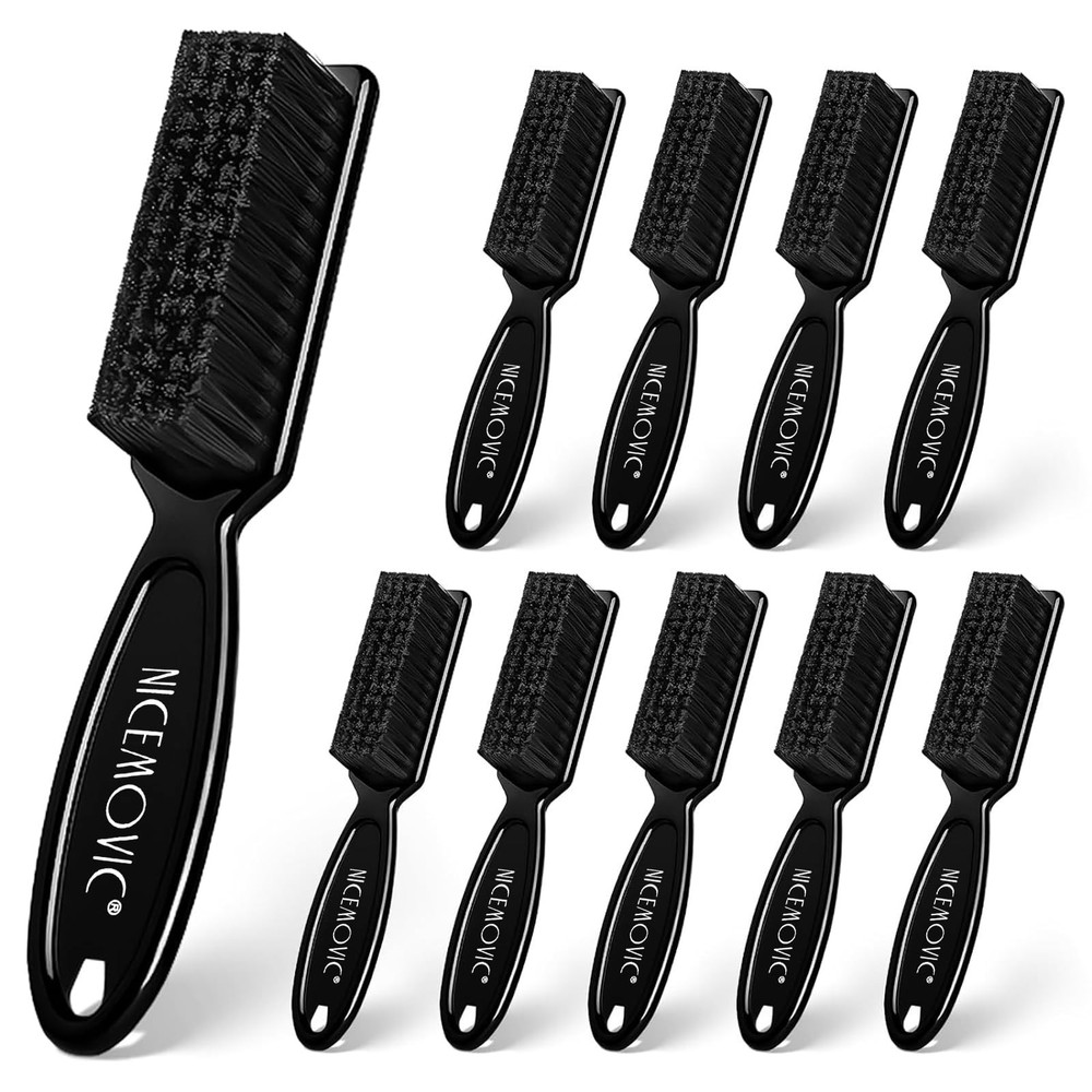 NICEMOVIC Barber Clipper Brushes, 10 Pcs Plastic Handle Black-10PCS, black