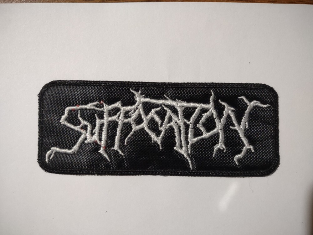 SUFFOCATION,SEW ON WHITE EMBROIDERED PATCH