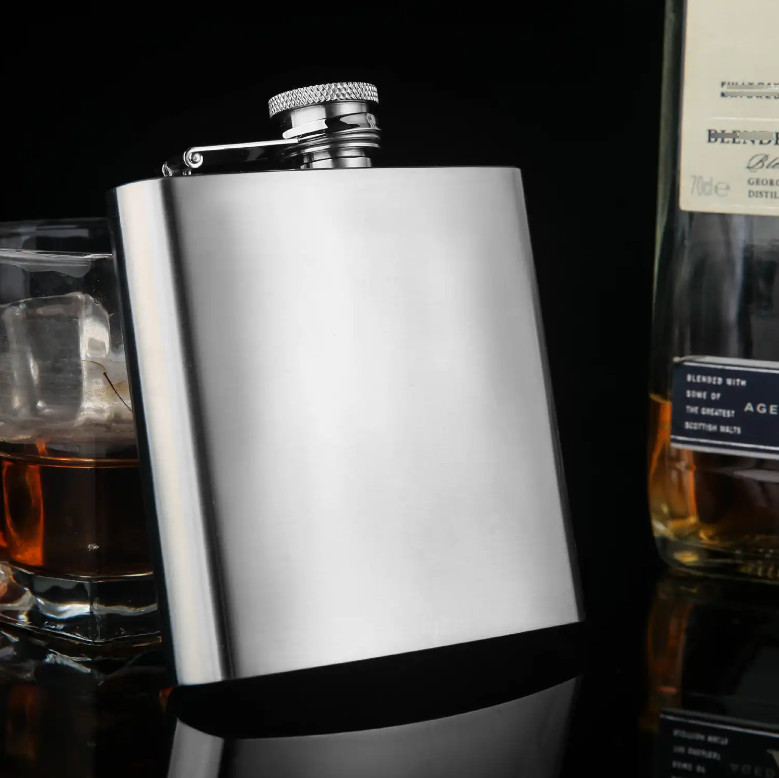 12oz Portable Stainless Steel Alcohol Pocket Flask Whiskey Stoup with Funnel
