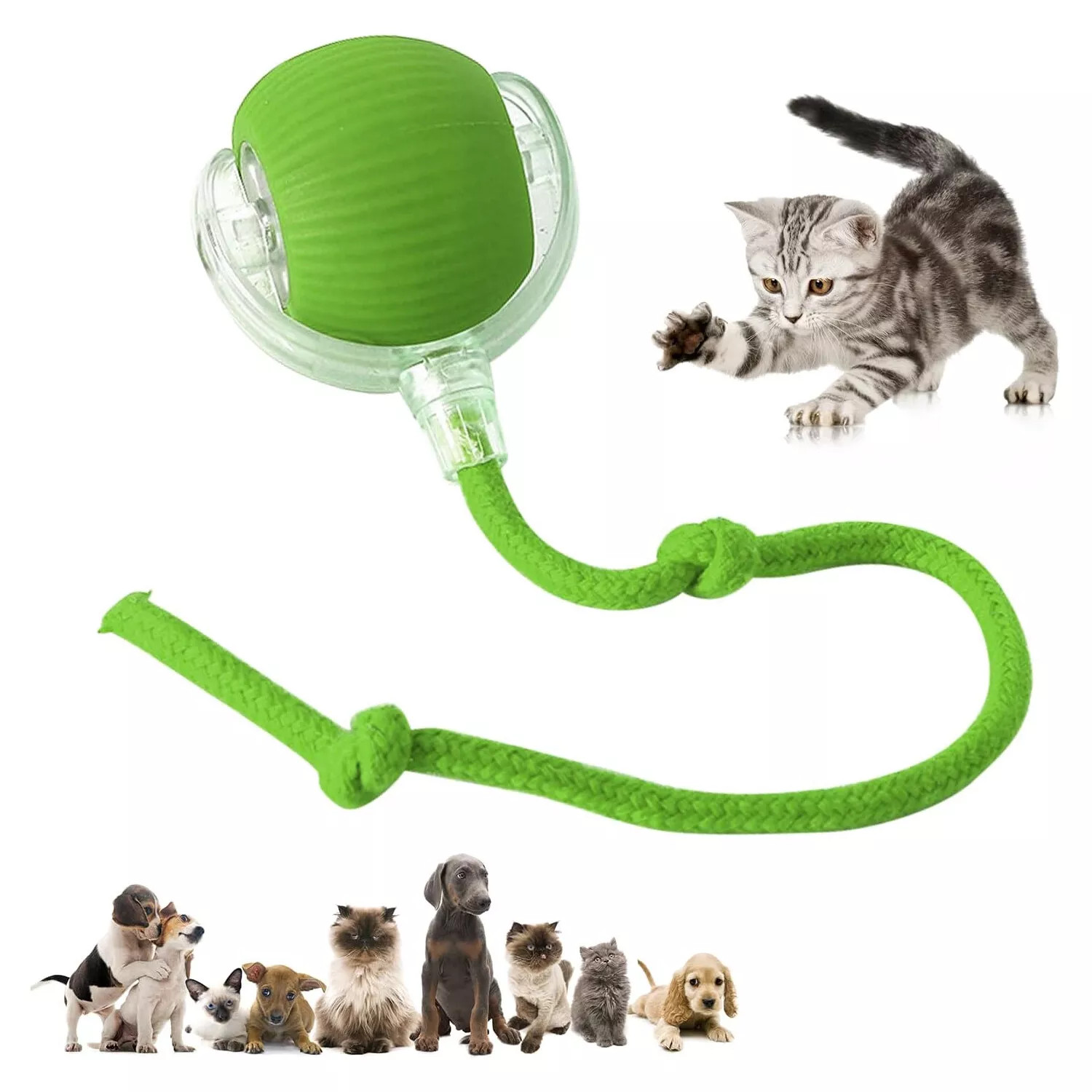 2Pcs Automatic Rolling Ball Smart Cat Dog Toy Electric Pet Self-moving Kitten