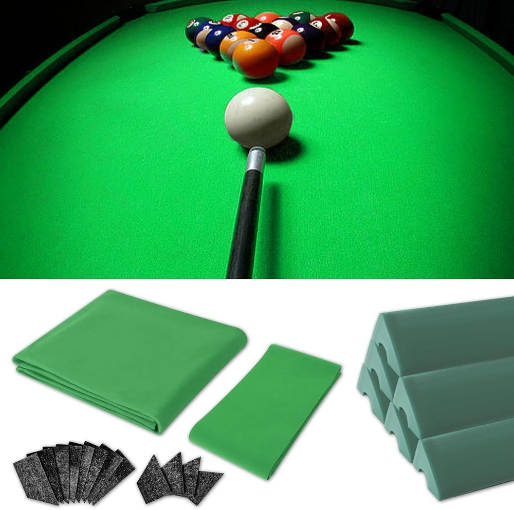 8Ft Pool Table Replacement Kit, Pool Table Bumpers (Set of 6) with Felt Cloth/Cu