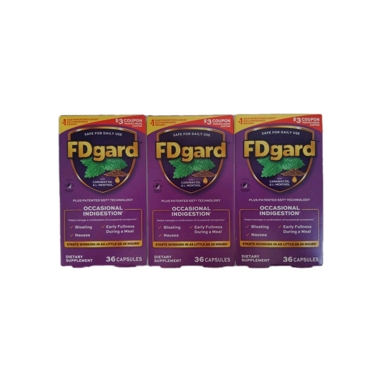 3 Pack-FDgard Caraway Oil Dietary Supplement 36 Capsules 1/2027+