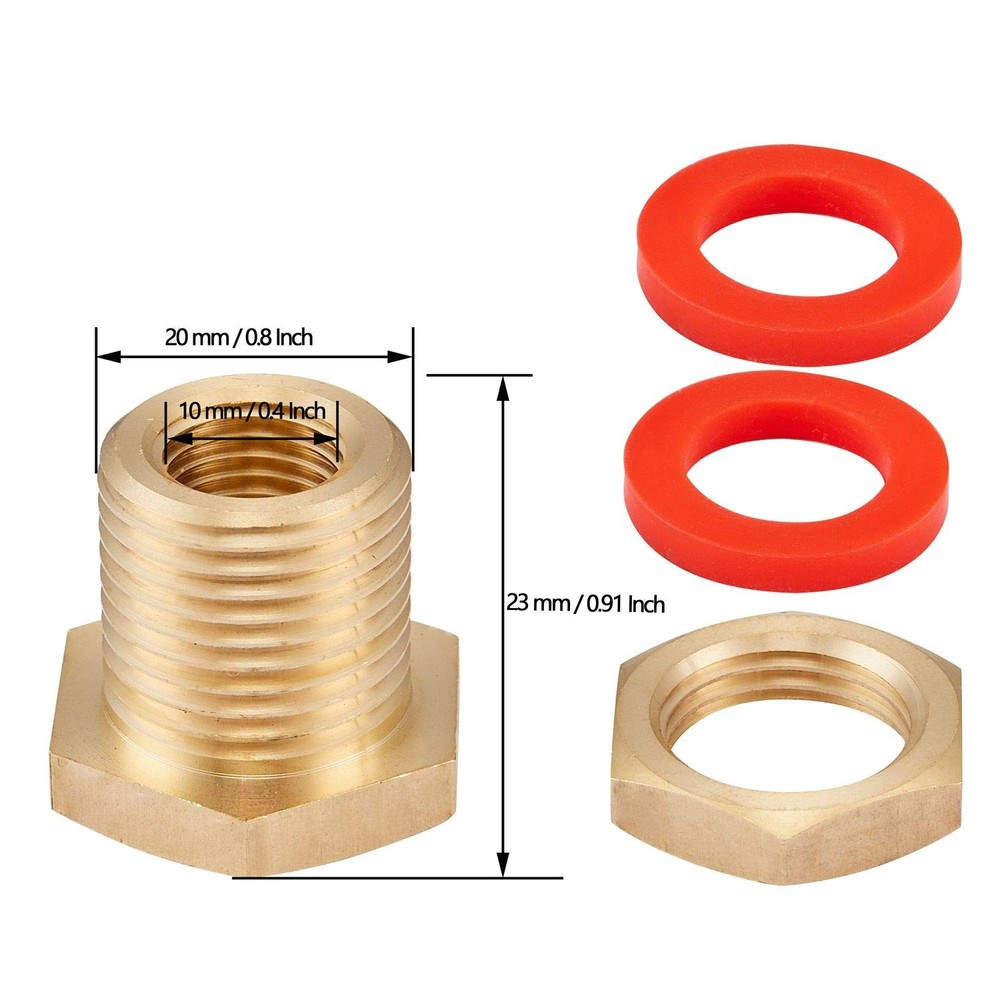 2 PCS Brass Bulkhead Coupling Both End 1/4" NPT Female,Outer Diameter