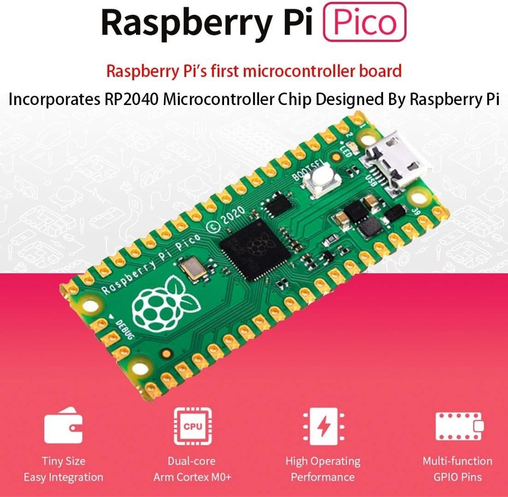 Pre-Soldered Raspberry Pi Pico Microcontroller with 133 MHz Dual-Core Processor
