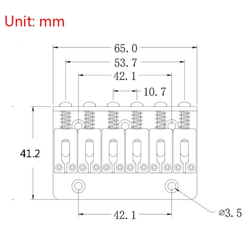 For Electric Guitar 6 String 65MM Fixed Roller Saddle Hardtail Top Load Bridge