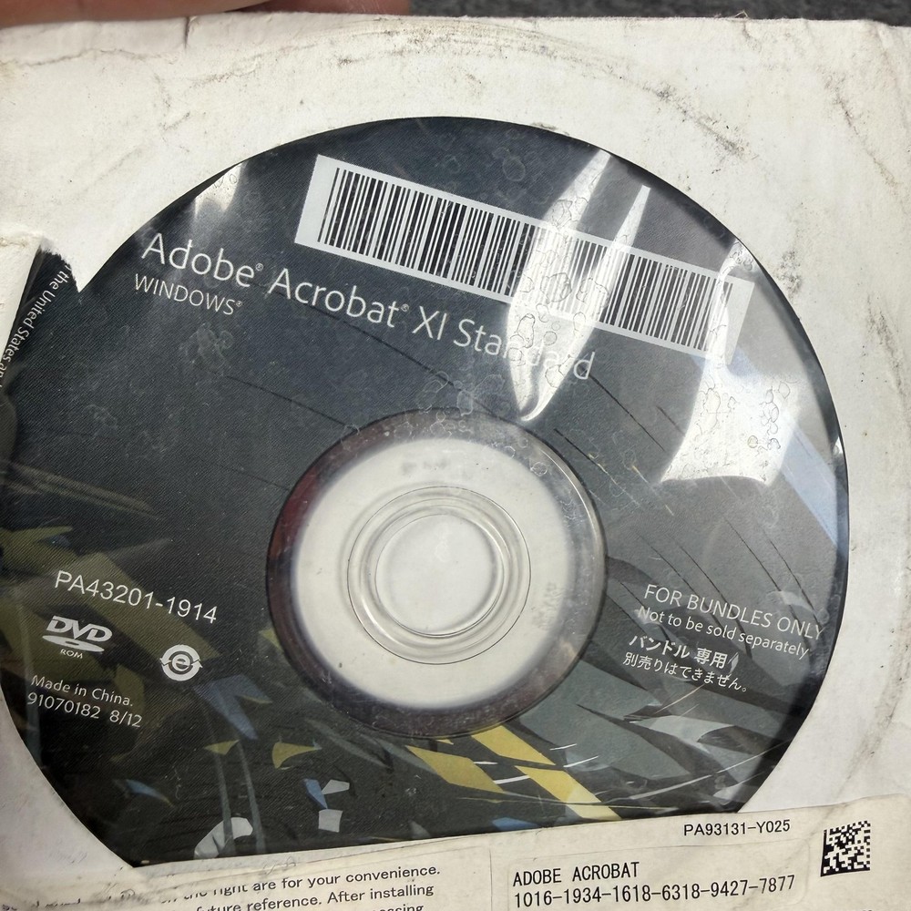 Adobe Acrobat XI Standard Windows DVD-ROM Install Disc For Bundles Only Software