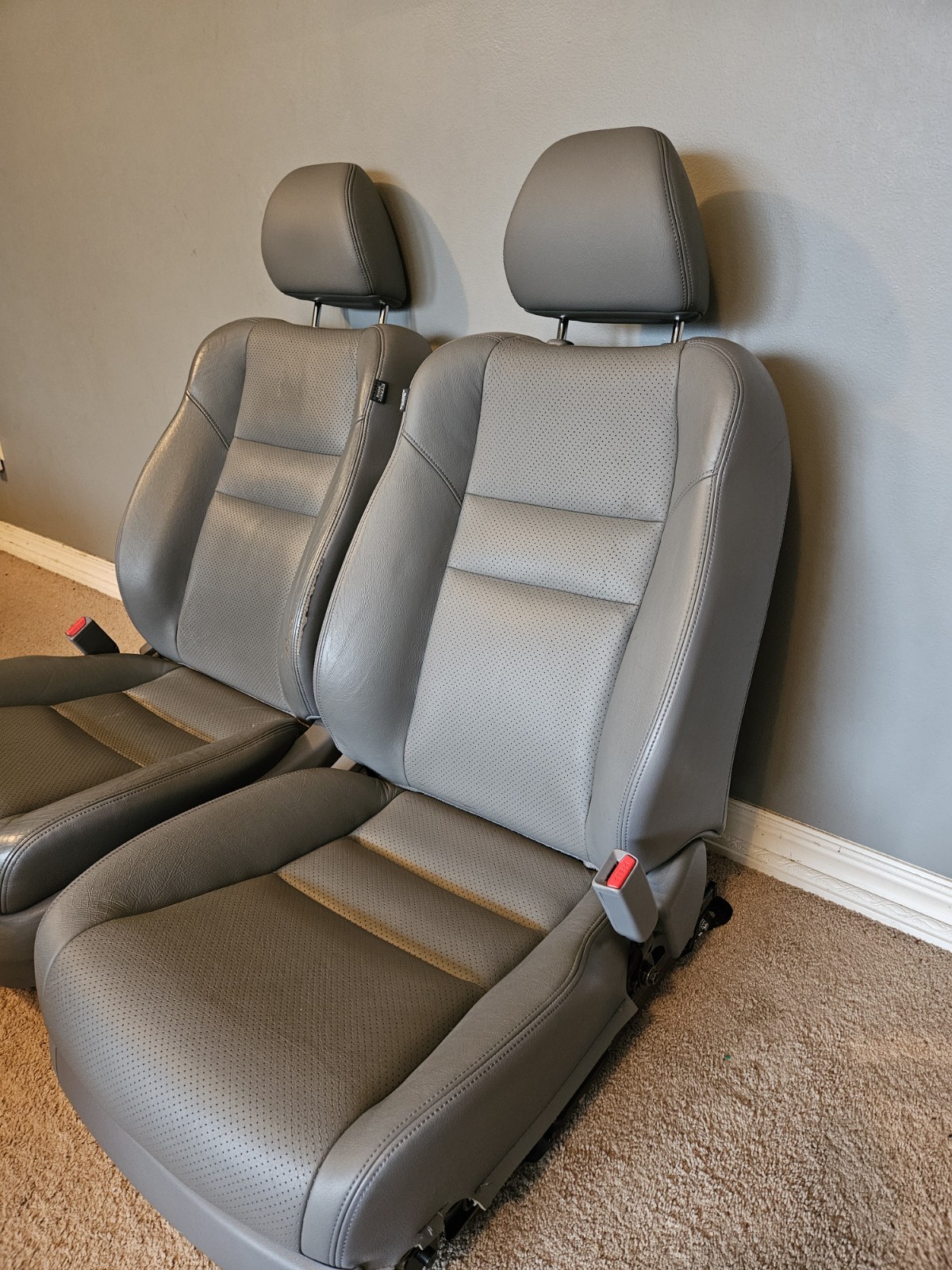 2004 2008 ACURA TSX OEM Gray Front LEATHER Seats Pair Left & Right w/ SRS