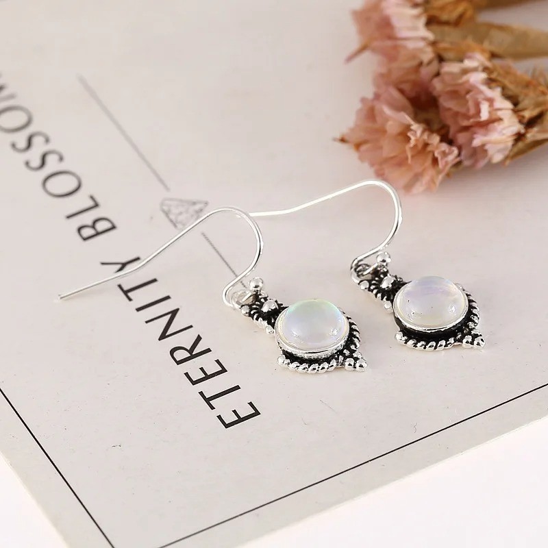 Rainbow Moonstone 925 sterling silver handmade Dangle Drop Earrings 2"