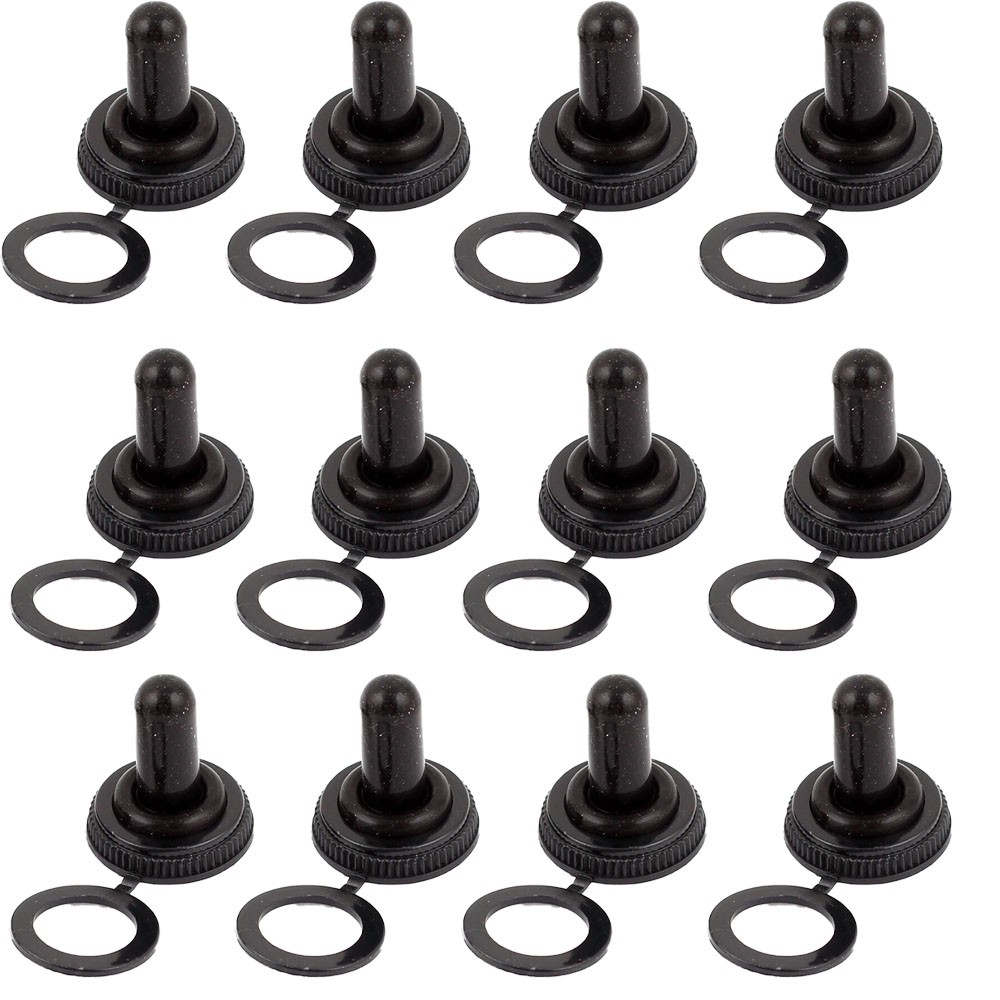 12pc 18mm Knob Black Toggle Switch Waterproof Boot Rubber Cover Cap Protector