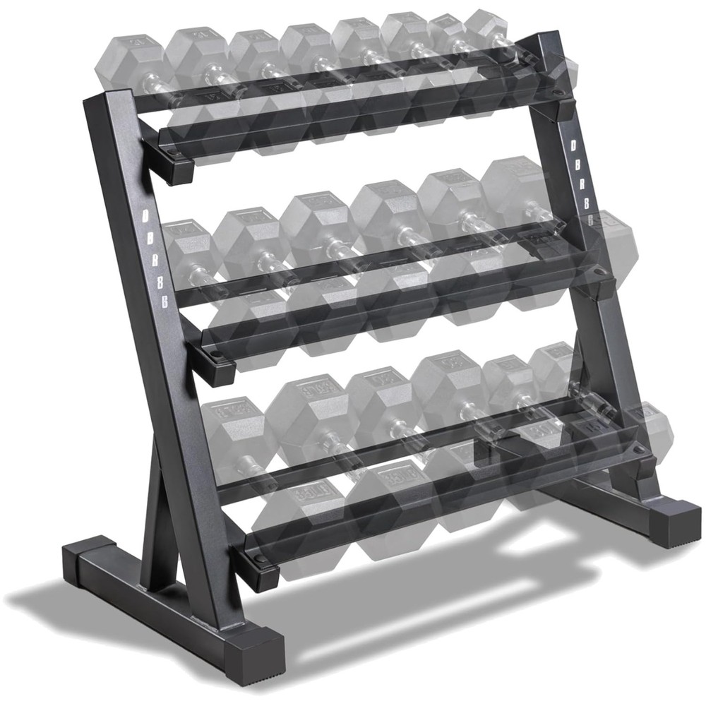 Durable Alloy Steel Dumbbell Rack - Space-Saving 3-Tier Storage Solution