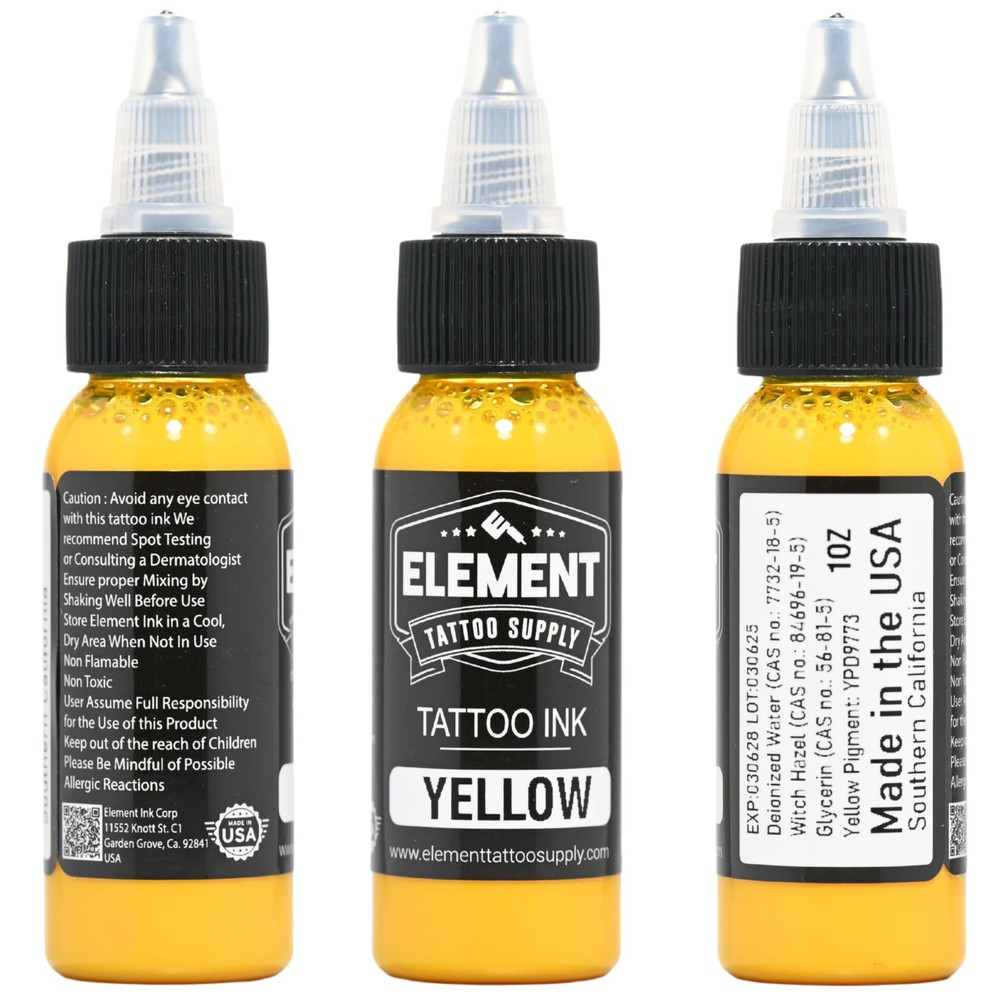 Element Tattoo Ink Set: Red, Yellow, Blue Professional Solid Colors