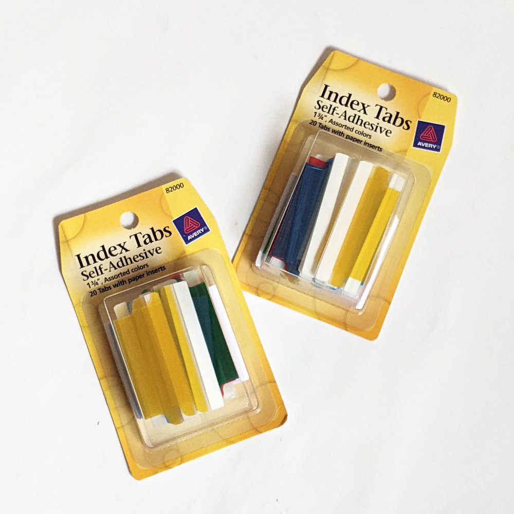 2 Packs Avery Index Tabs Writable Inserts 1-3/4" 1.75" Multicolor Assorted 20/Pk