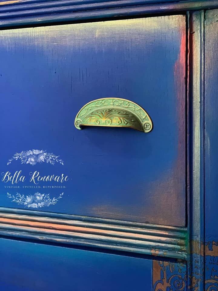 2-1/2" Baroque Scroll Work Design Cup Pull Verdigris