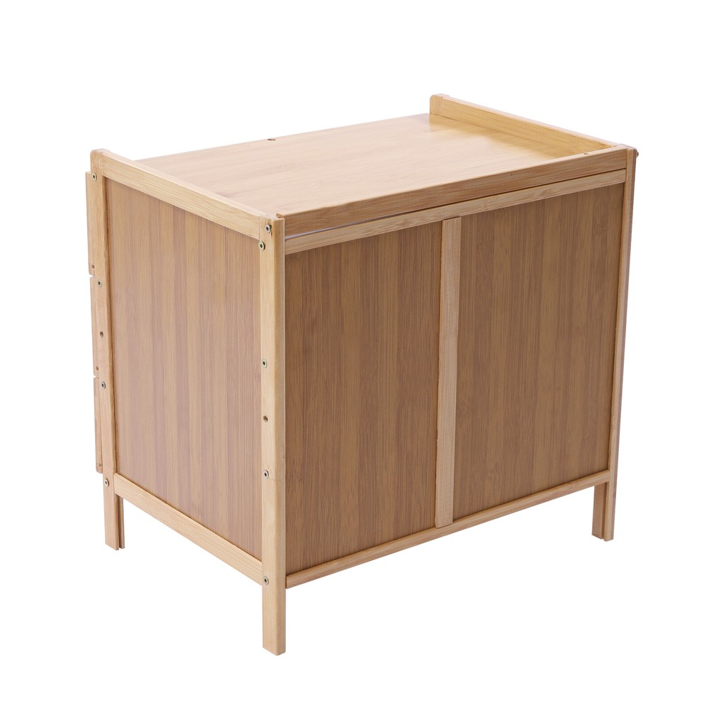3 Drawers Bamboo Bedside Table Storage Box Bedroom End Side Table Large Capacity
