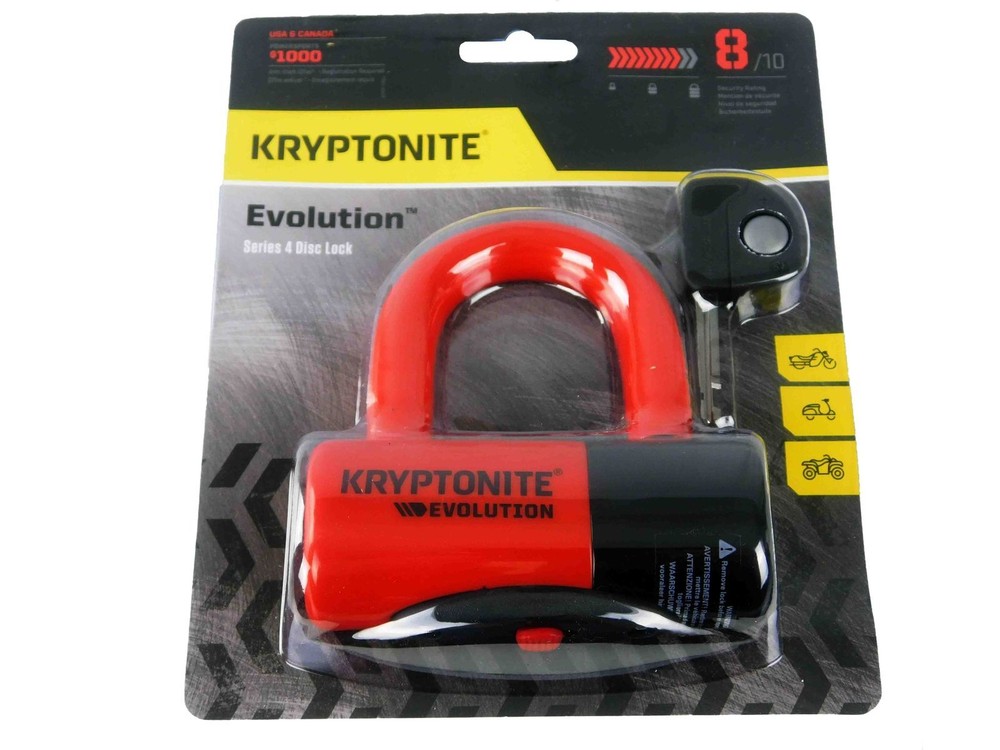 Kryptonite Evolution Series 4 Disc Lock Red and 1004 3.5 ft Looped cable
