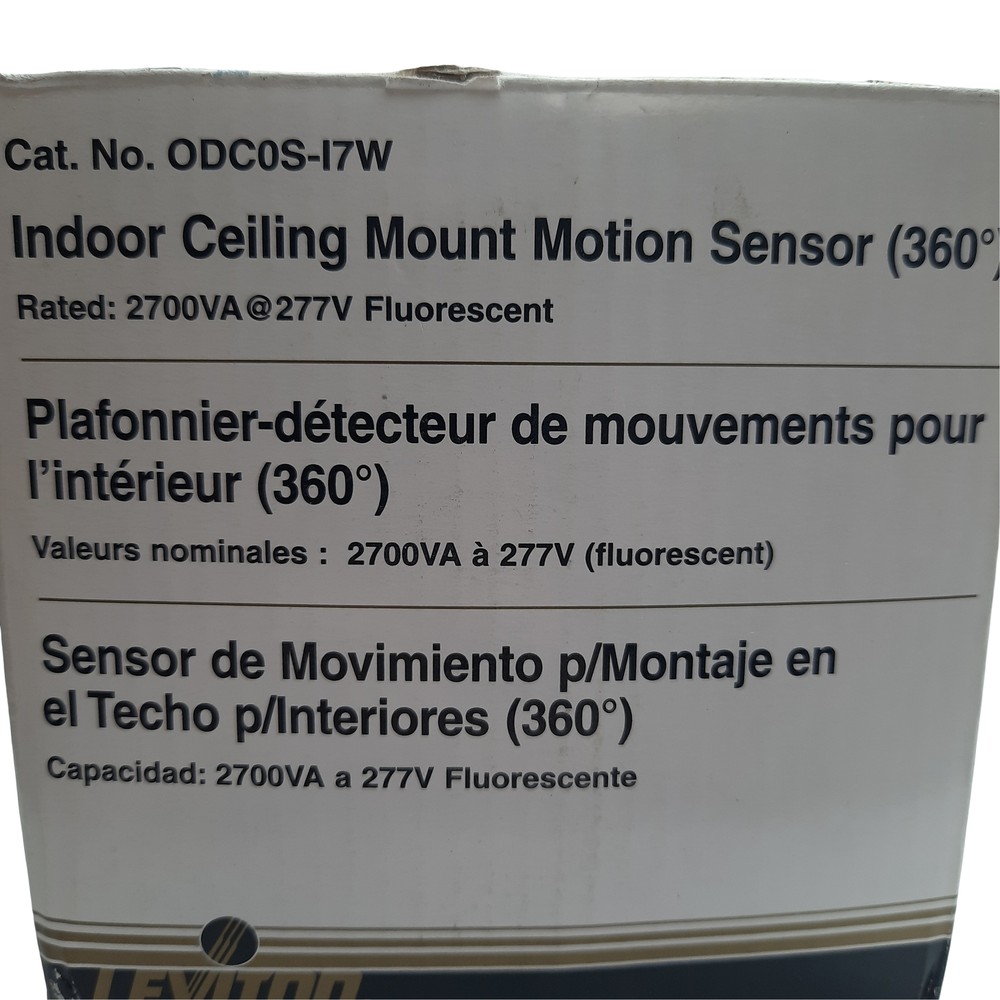 Leviton ODC0S-I7W Indoor Ceiling Mount Motion Sensor Time Adjustment 277VAC