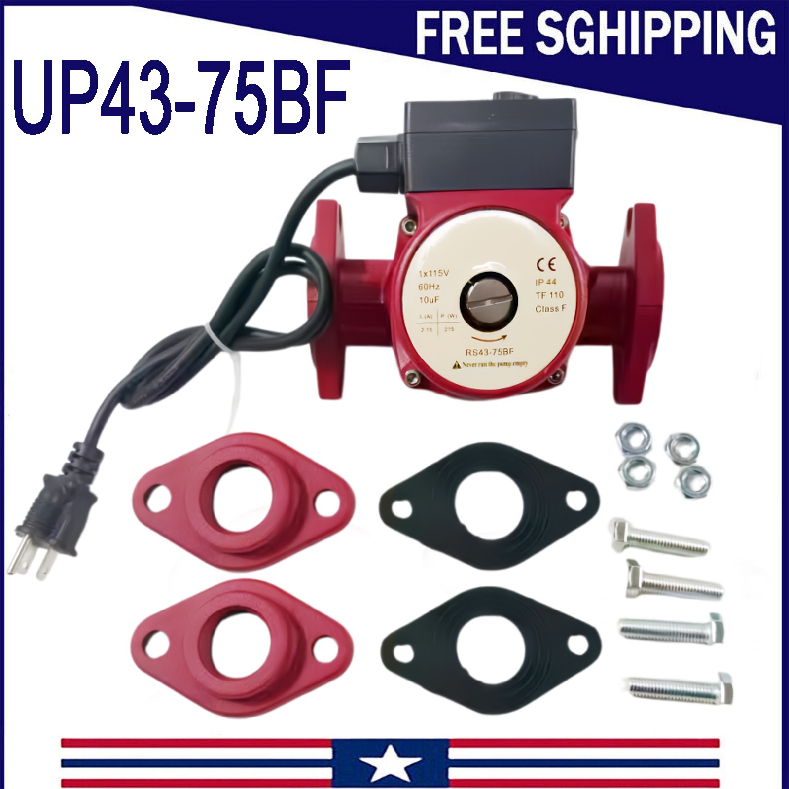 UP43-75BF 52722370 Fit For Grundfos 1/6 HP 115V Pump Bronze Circulator Pump US