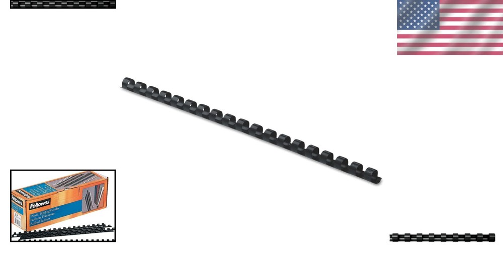 Versatile 1/4 Inch Black Plastic Comb Binding for 20 Sheets - 100 Count Pack