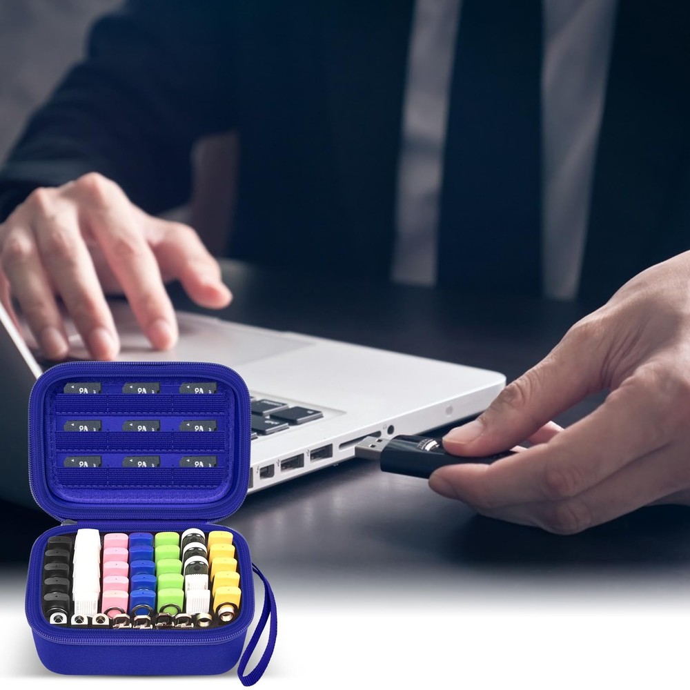 USB Flash Drive Case, Thumb Drive, Memory Card SD SDXC SDHC Large, Blue
