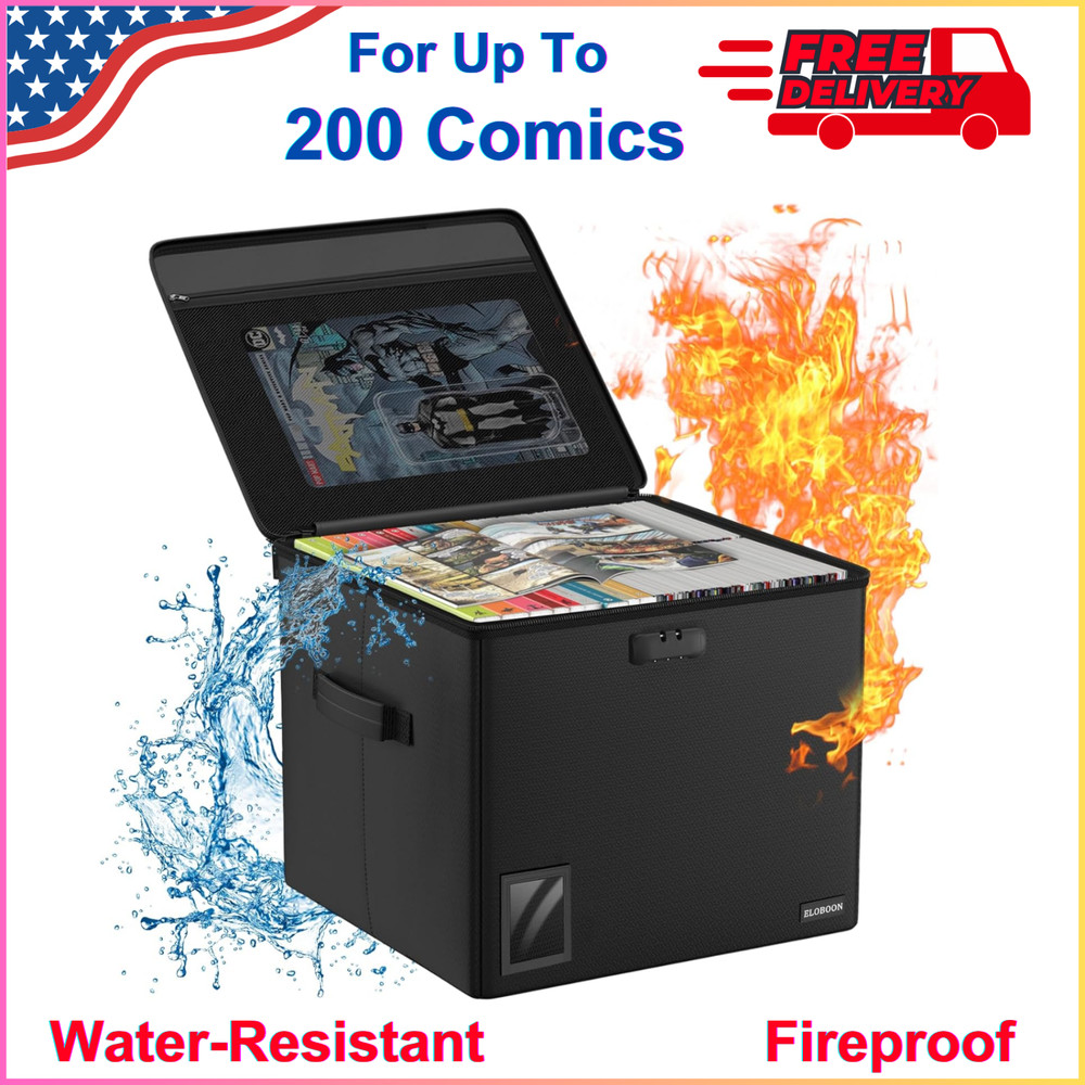 Comic Book Storage For Up To 200 Comics, Fireproof Water-Resistant Moistureproof