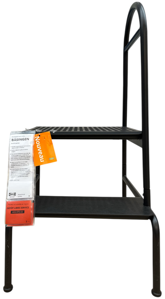New IKEA BASINGEN Step Stool With Handrail 2-Steps Anthracite 405.975.02