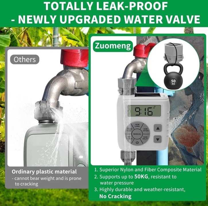 Zuomeng Sprinkler Timer Programmable Irrigation Water Timer Garden Hose Gray