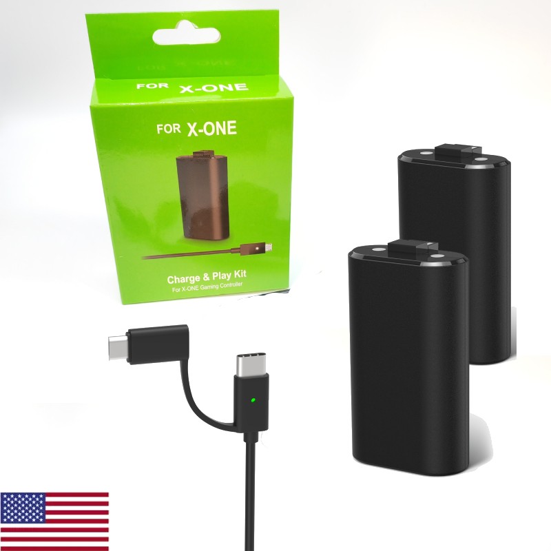 For XBOX ONE Controller Play Charging Cable + 2x Rechargeable Battery SHIP NOW