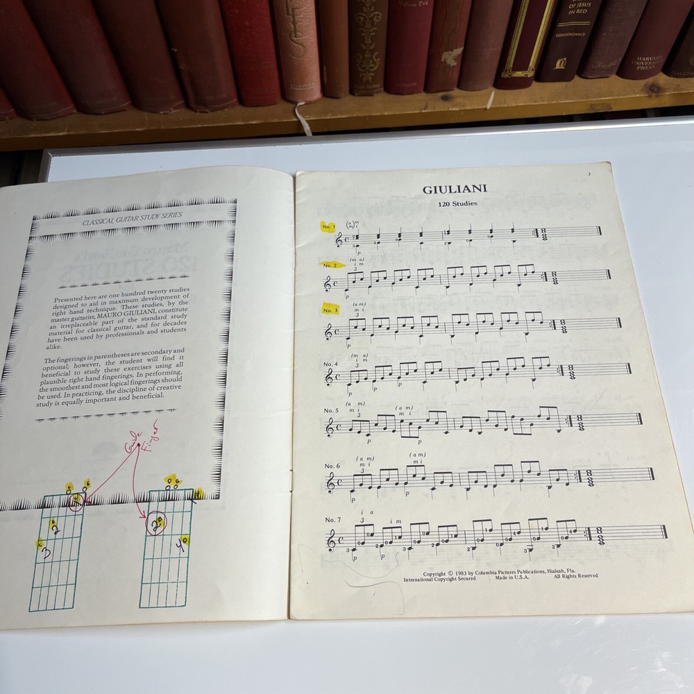 Classical Guitar Study Series Mauro Giulianis 120 Studies For Right Hand Develop
