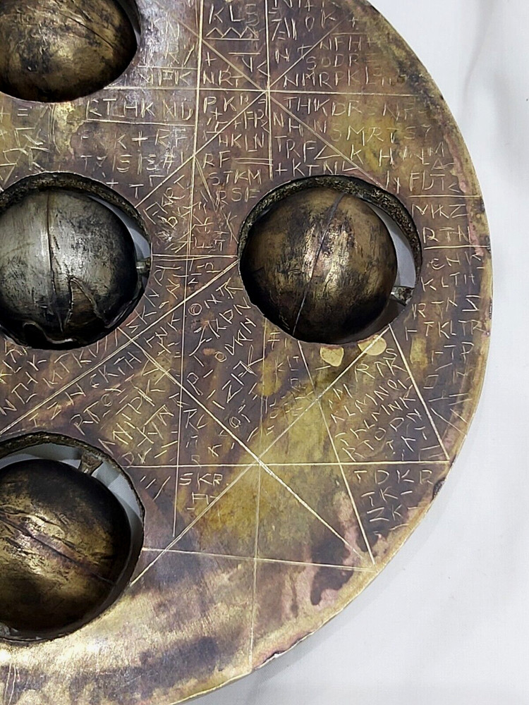 Heavy Ottoman Talismanic Magic Brass Celestial Astrolabe with Talisman Inscripti