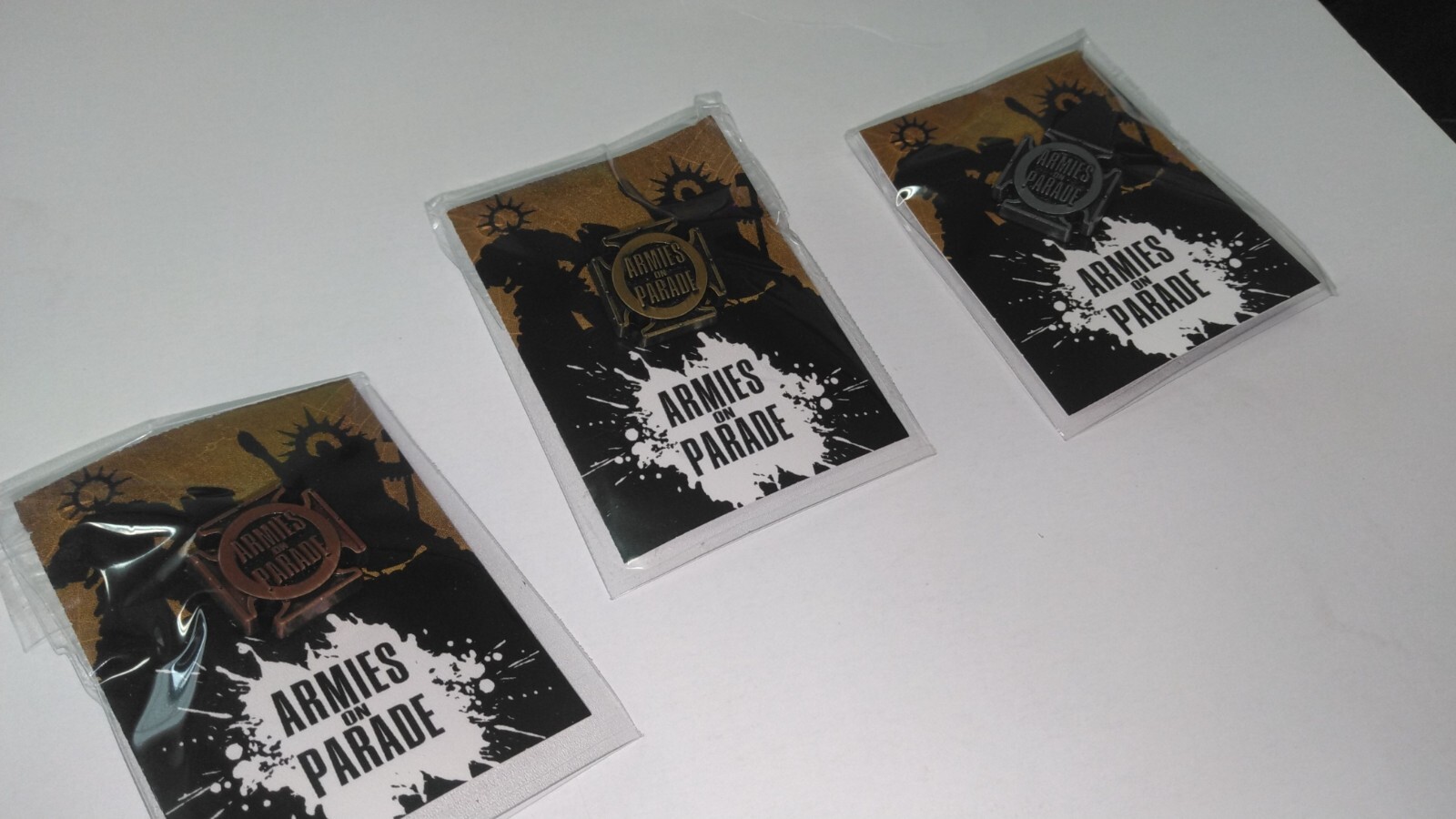 Warhammer Armies on Parade Bronze Silver Gold 3 Piece Pin Badge Set 2023