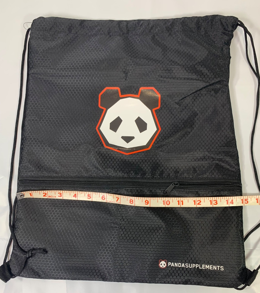 Panda Drawstring Gym Tote Bag Black