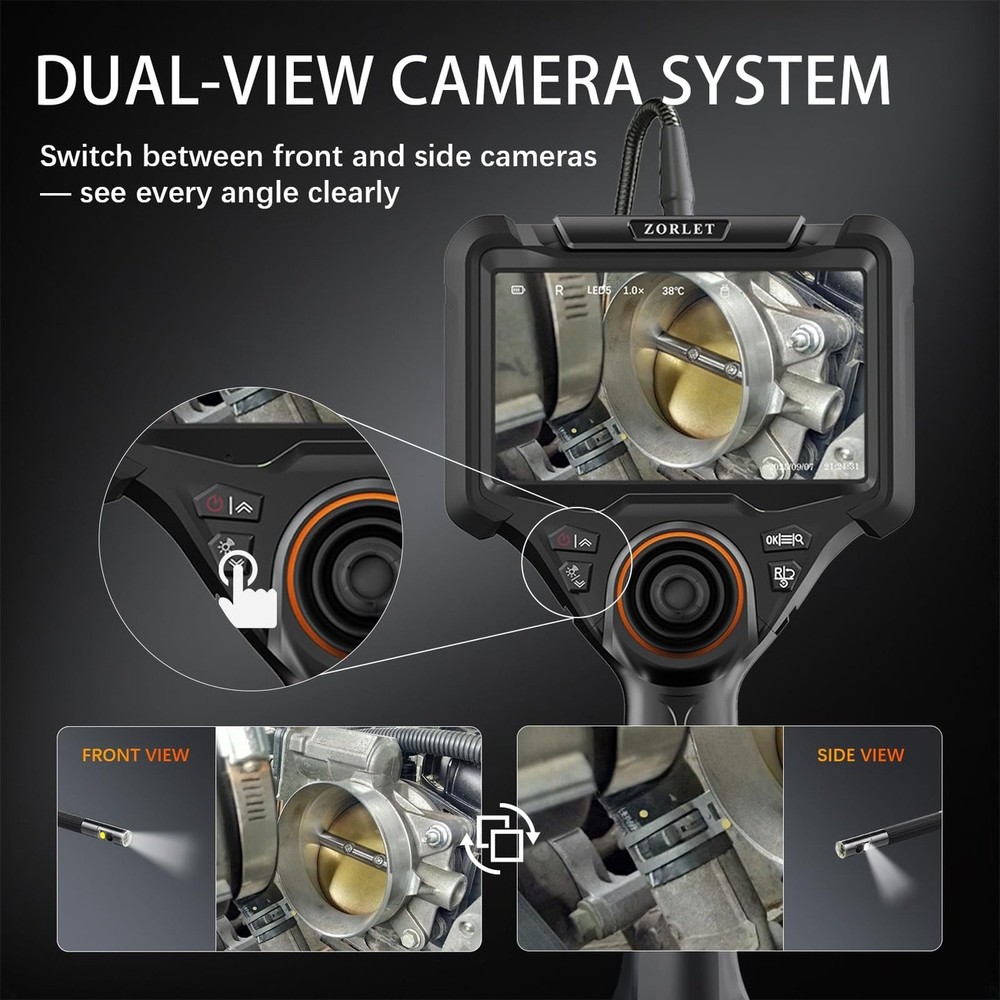360 Articulating Borescope Dual Lens 5in Screen Joystick