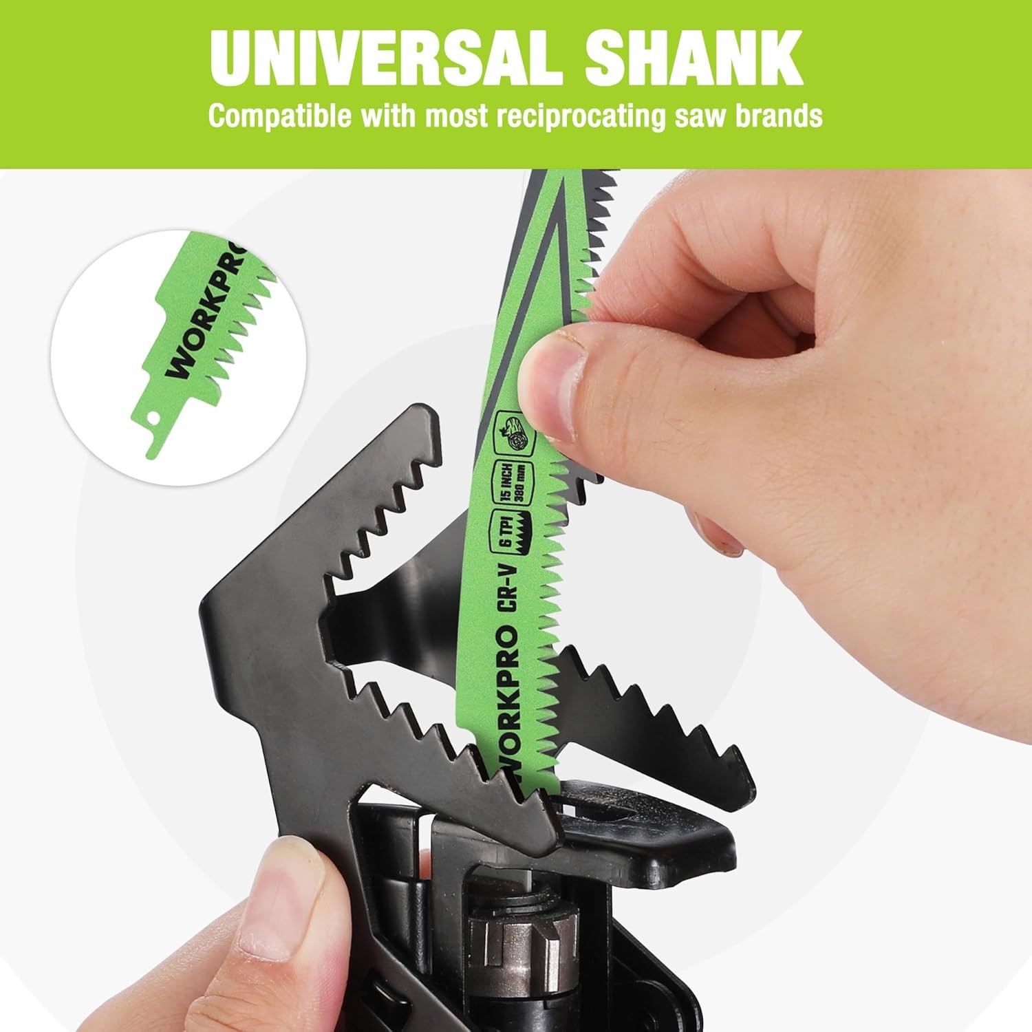 WORKPRO 3PCS Arc Cutting Edge 15" Wood Pruning Reciprocating Saw Blades Set 6TPI