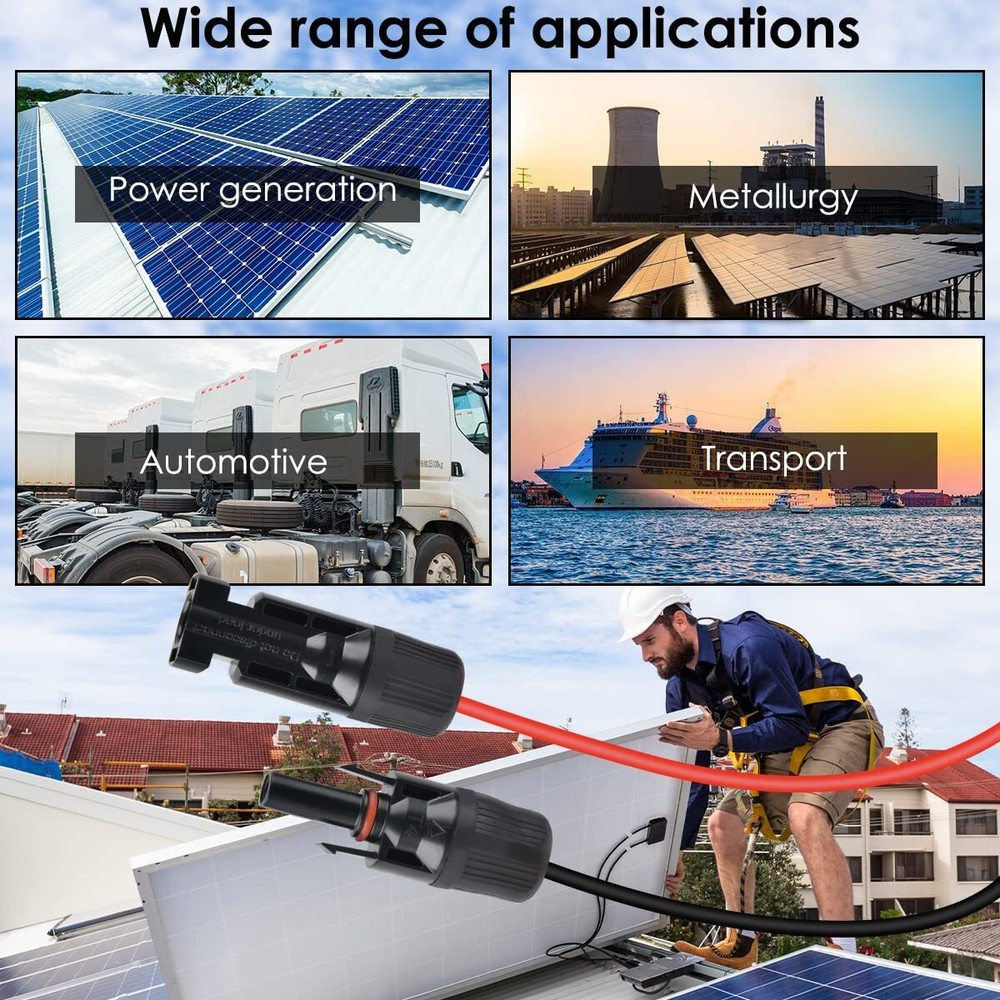 10 AWG Solar Panel Extension Cable Wire Connector Set for Solar Panel Kits US