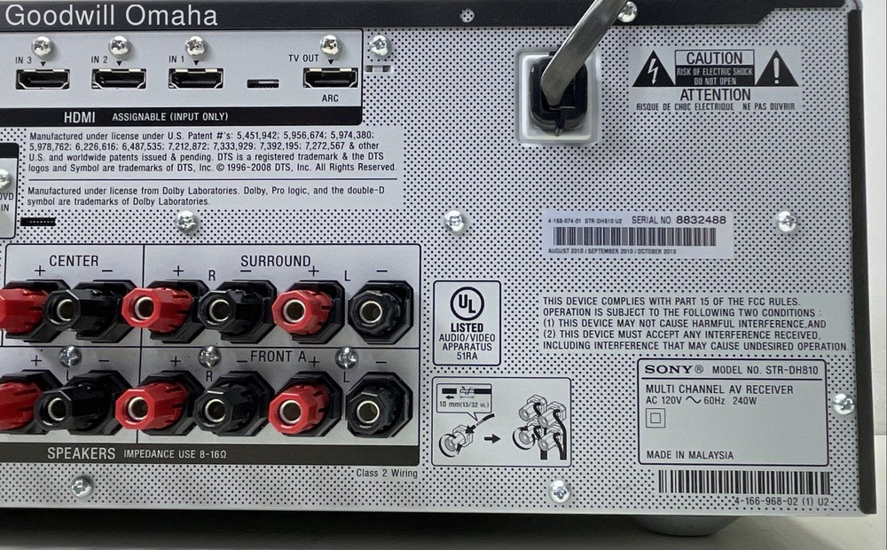 Sony Multi Channel Av Receiver STR-DH810 - TESTED - READ DESCRIPTION!!!