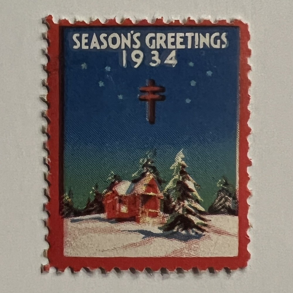 ERROR 1934 CHRISTMAS SEAL STAMP BLURRED SCENERY