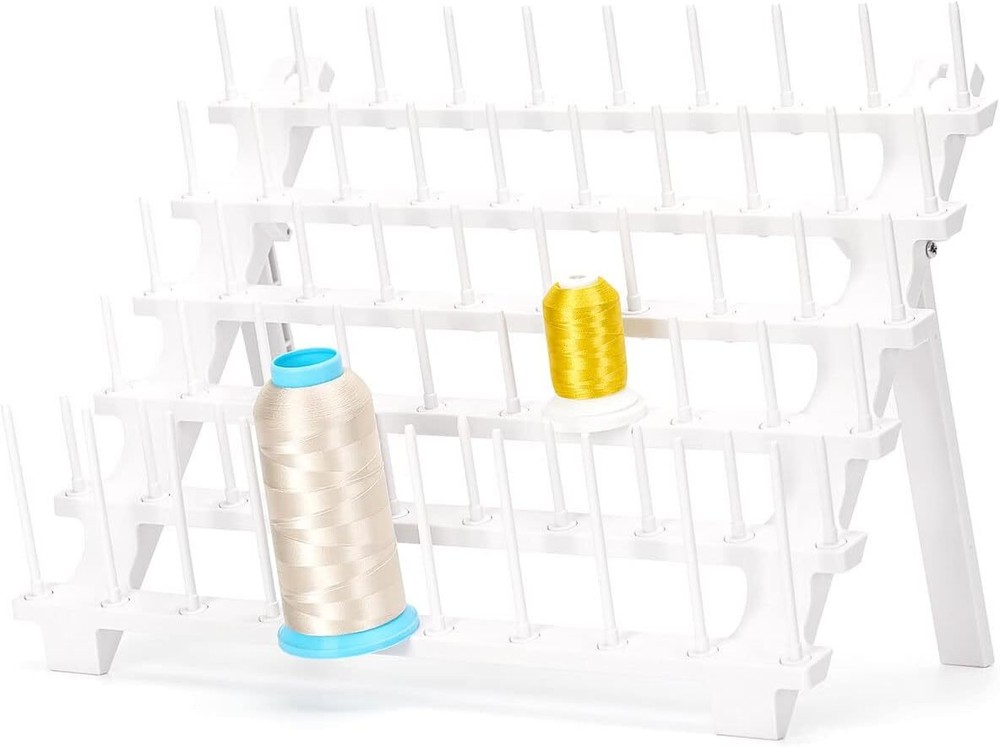 Sew Tech Thread Rack, Bright White Plastic Thread Holder with 60 Pegs and Extra