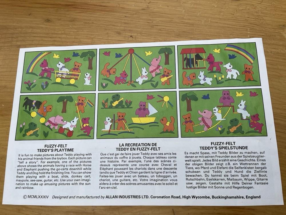 Fuzzy Felt Teddy's Playtime Vintage, good condition