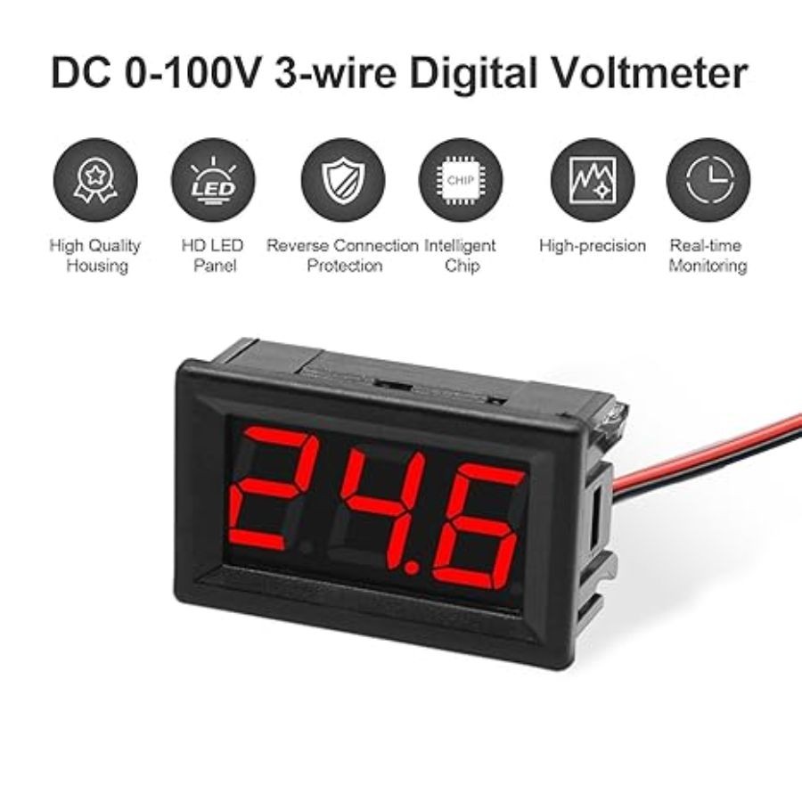 2Pack DC0-100V Mini Voltmeter Voltage Tester DC Voltage Gauge Voltage Indicator,
